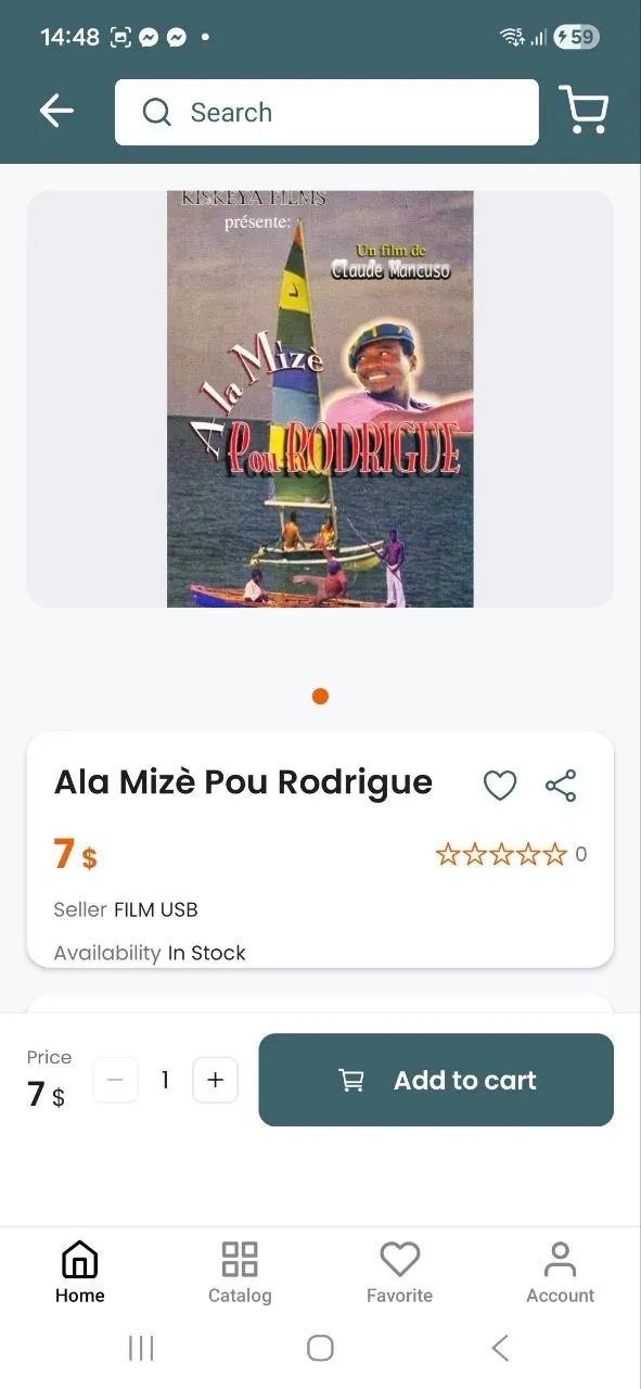 BoleoExpress — the mobile app: a product page with the price, the seller and the add-to-cart button