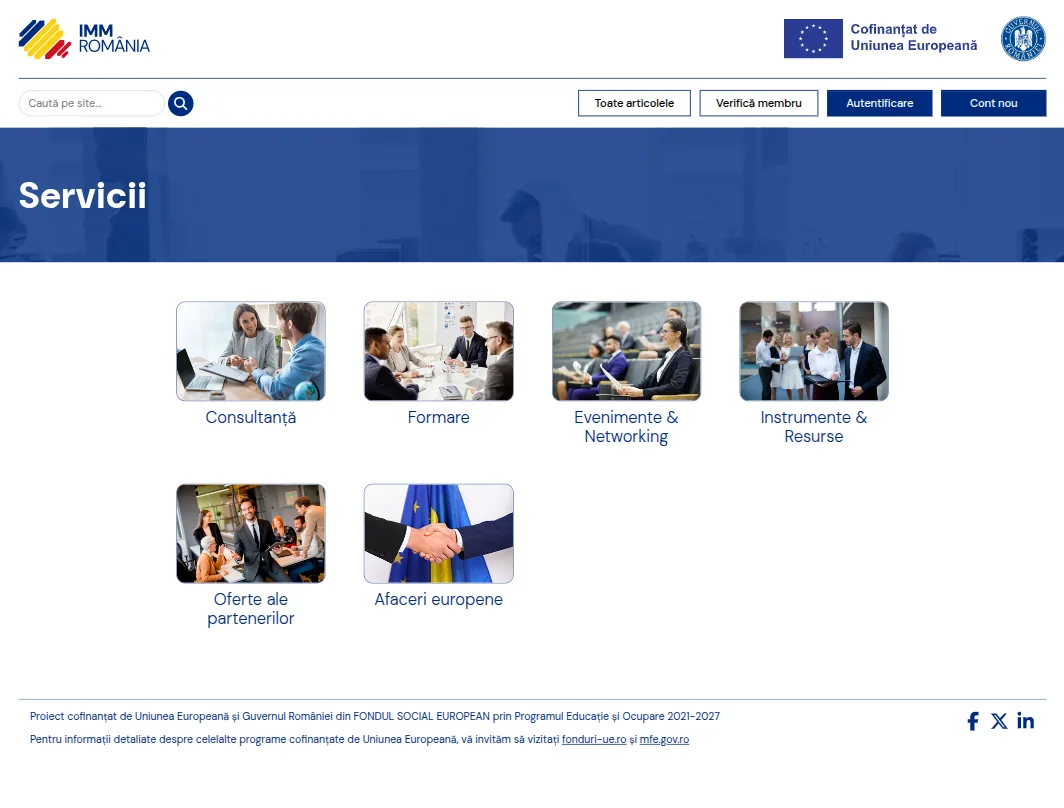 servicii.immromania.eu — catalogue of services for member companies