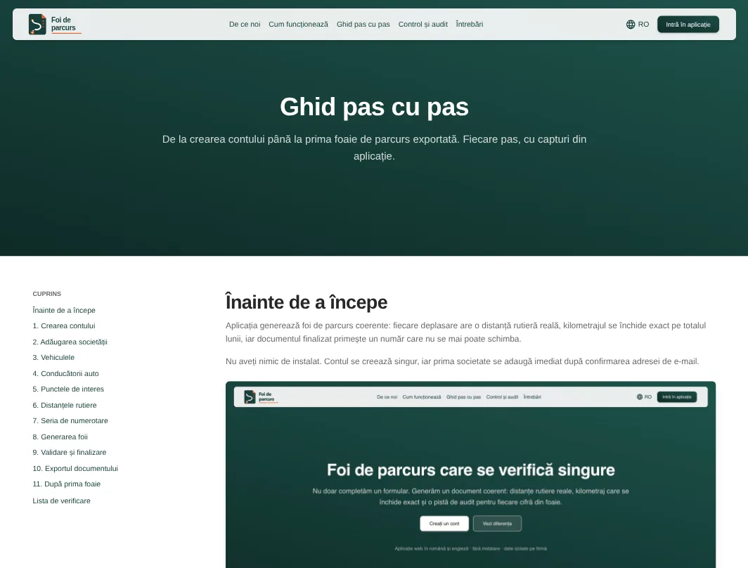 Foi de parcurs — the step-by-step guide with screenshots from the app