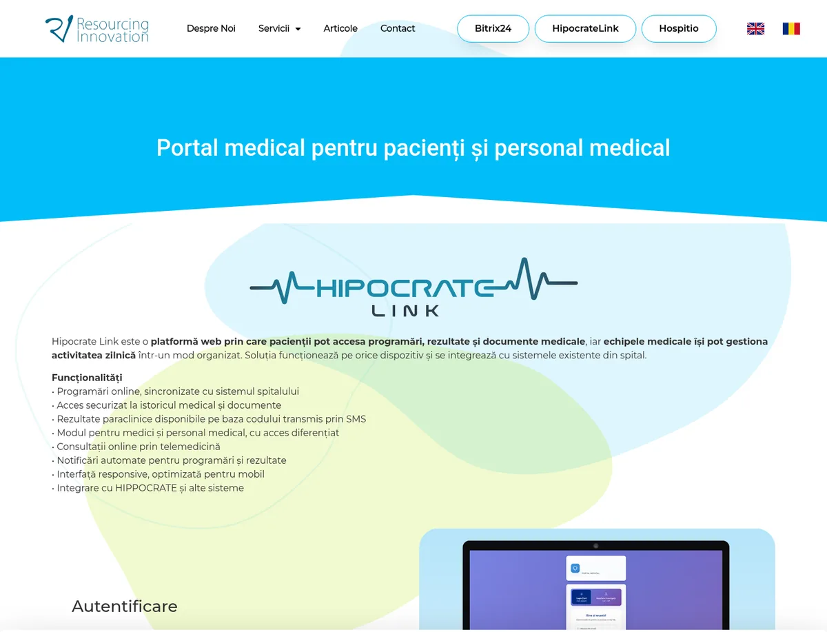 Hipocrate Link — patient portal showcase
