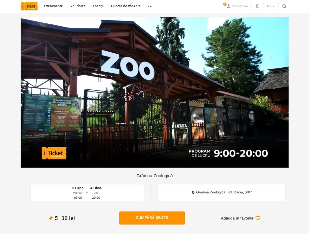 iTicket — an event page with dates, venue, price and ticket purchase